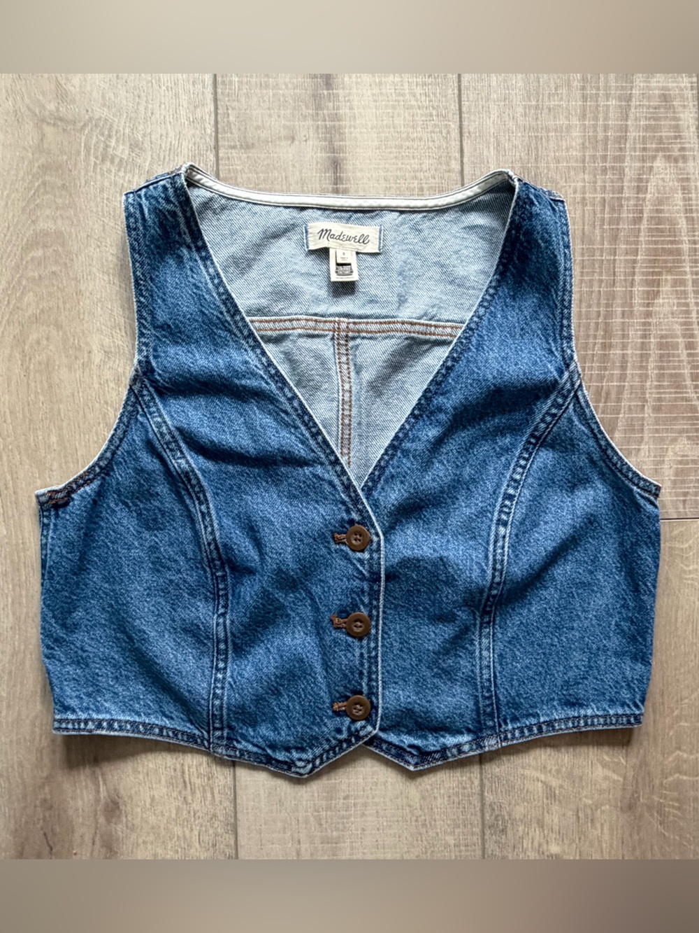 Madewell Dark Blue Denim Button-Front Vest